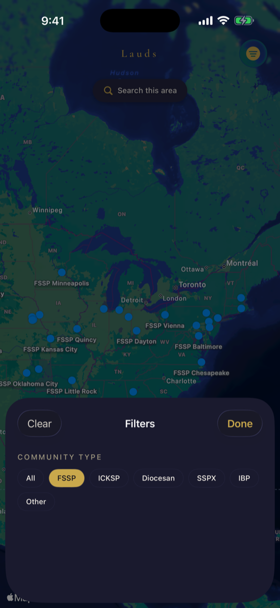 Filter Masses by community: FSSP, ICKSP, Diocesan, SSPX